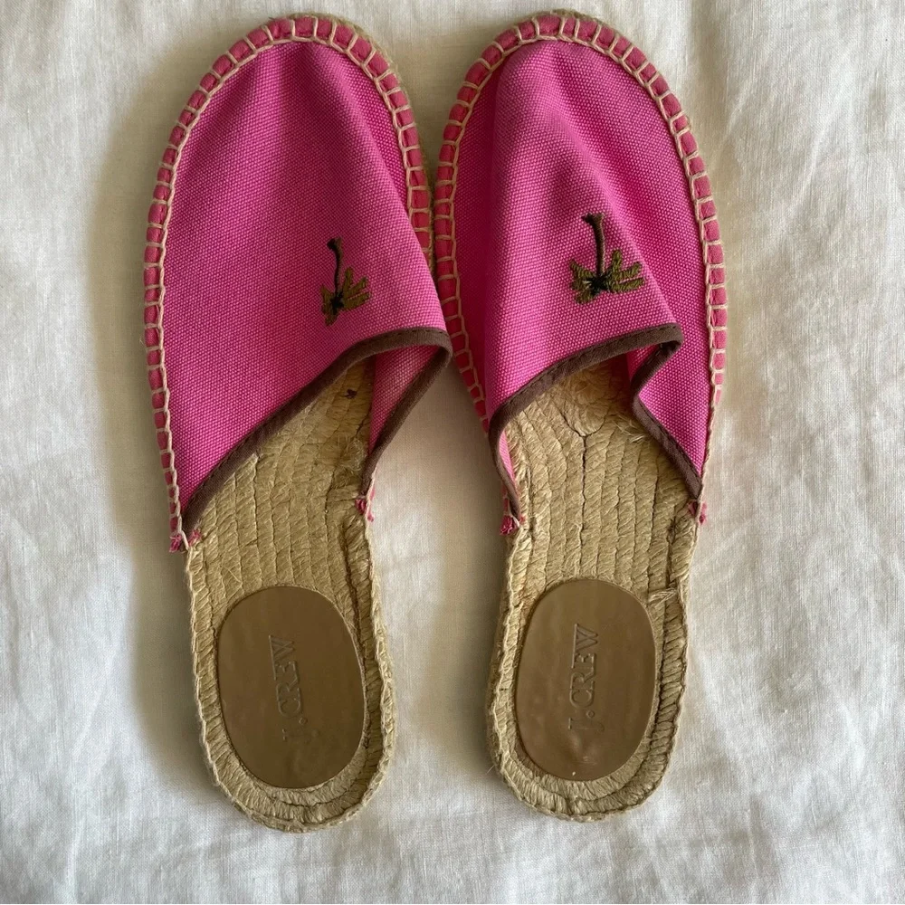 3 for $30 | J Crew Pink Palm Tree Canvas Espadrilles Mules - Picture 4 of 10